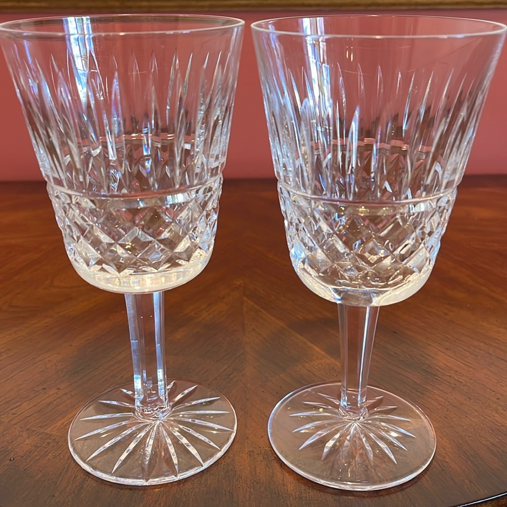 2 Waterford Crystal Baltray Large Water Goblets 7” Signed
